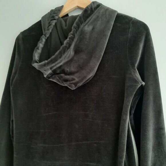 HOLLISTER Soft Velvet Full-Zip Hoodie Sweatshirt Jacket Black Sz S Flawed - Picture 9 of 12